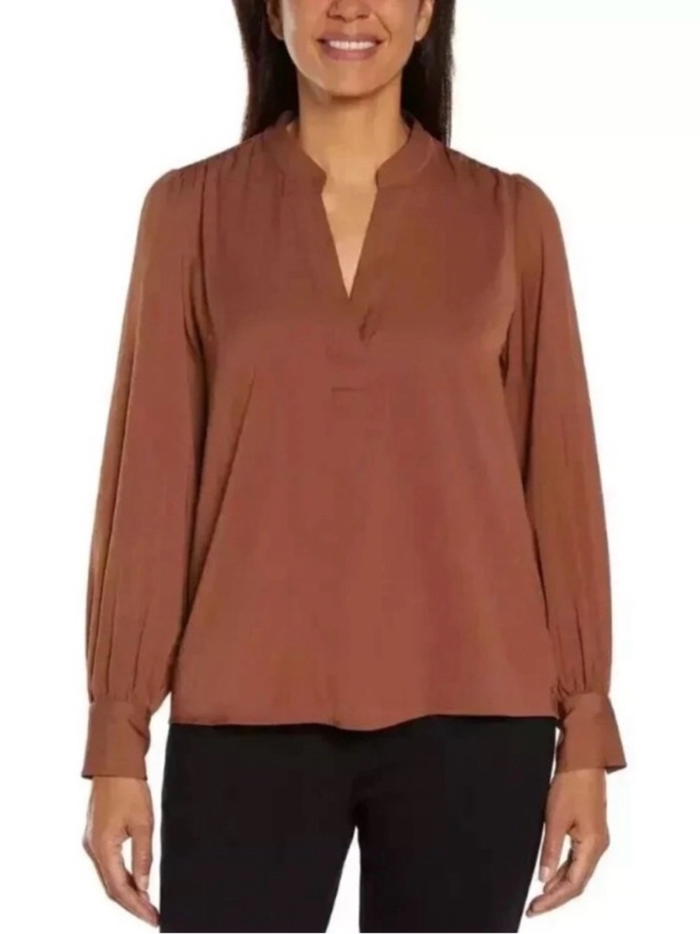 Banana‎ Republic Rust Brown V-Neck Long Sleeve Blouse